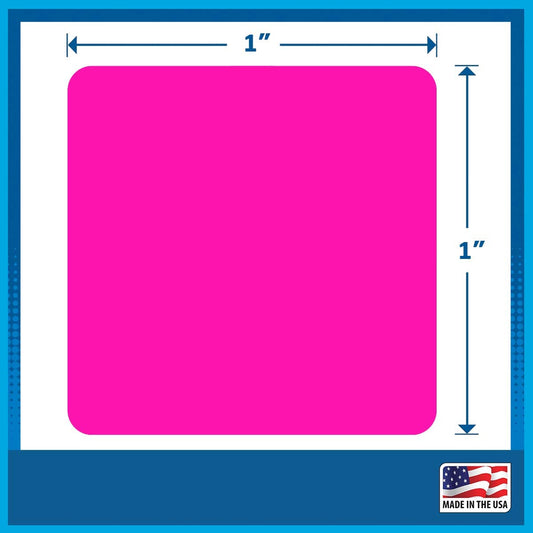 Pack of 2000 1" Square Labels (Neon Pink)