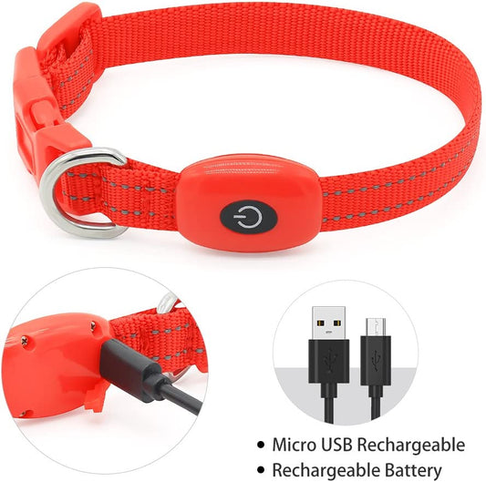 LED Glowing Pet Safety Collar, Red