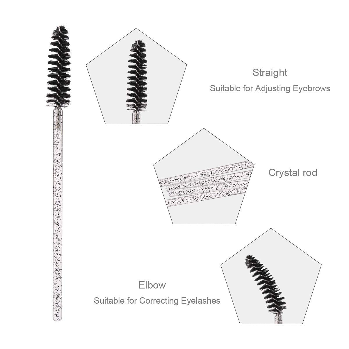 100 Disposable Mascara Brushes with Container (Crystal Black)