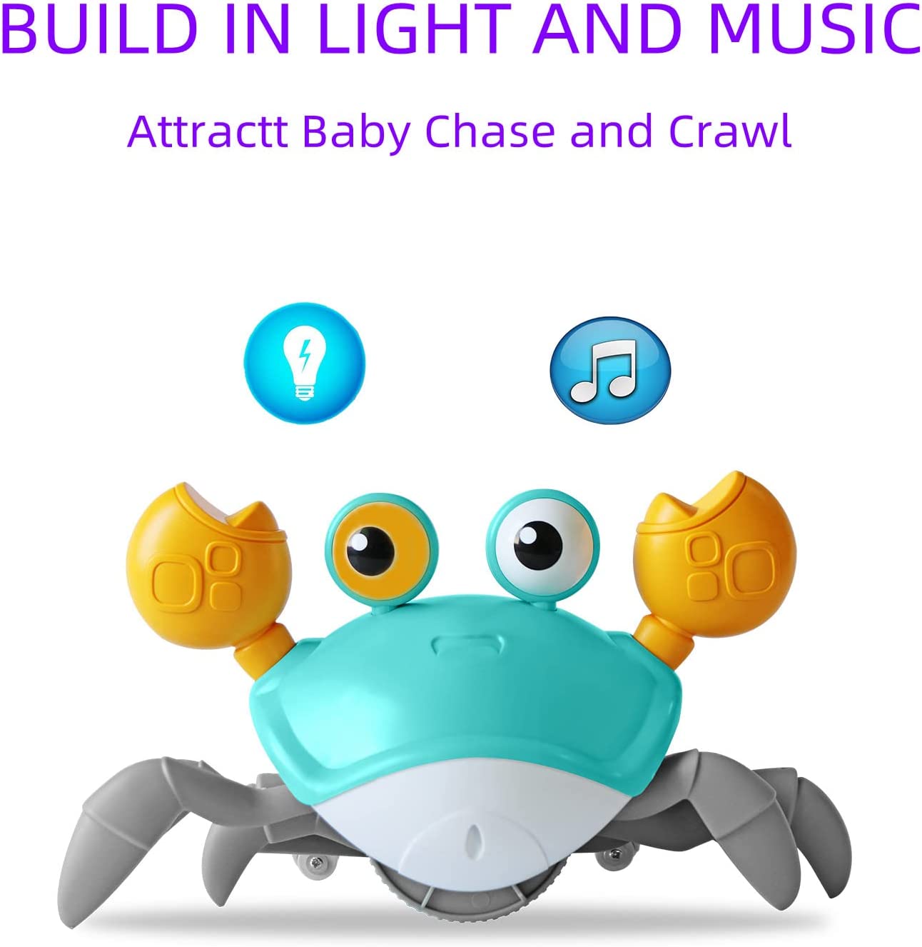 Crawling crab toy with music and LED lights, Green