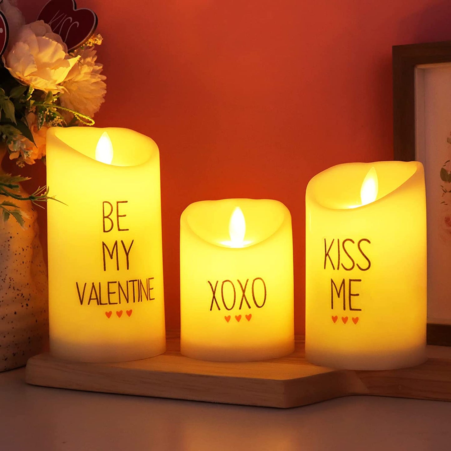 LED Imitation Flameless Candles with Stickers, 3 Pieces