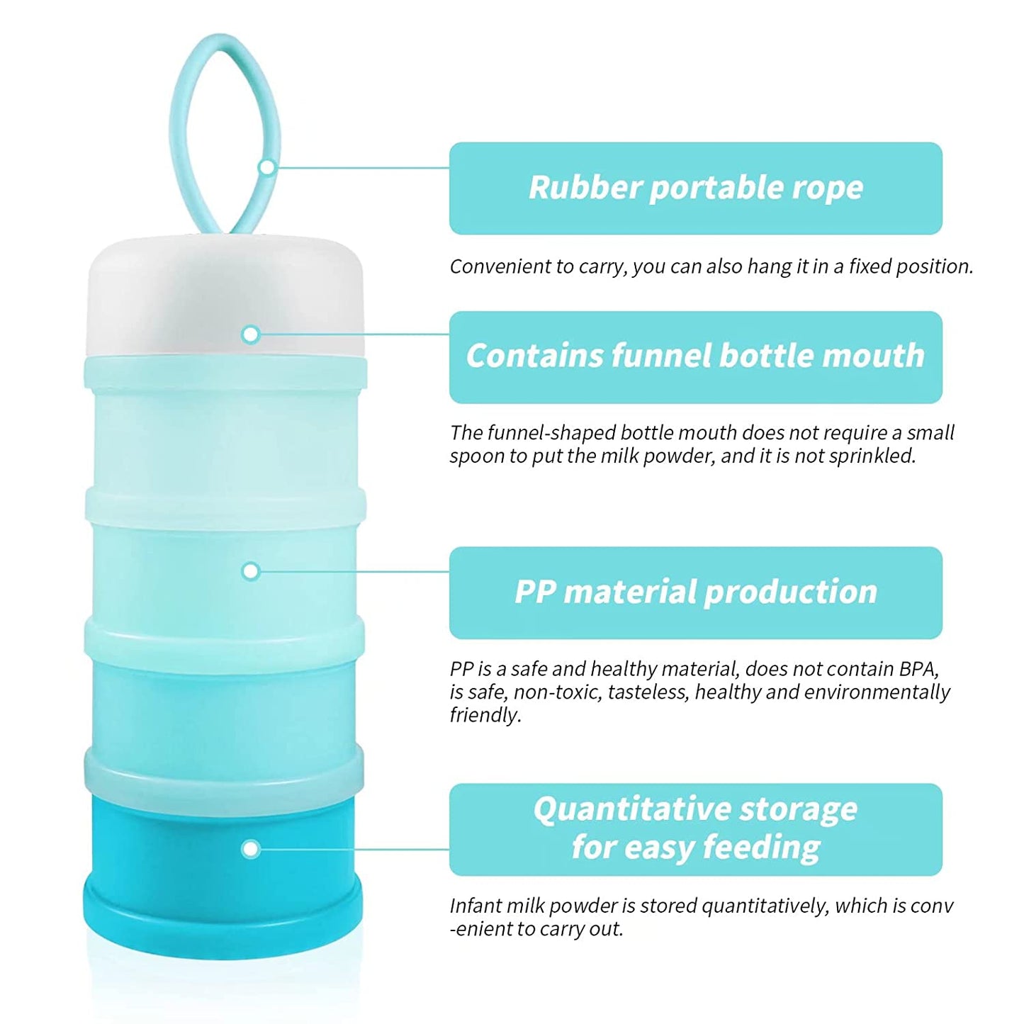 Baby Formula Dispenser Travel, 4 Layers, (Color: Blue)