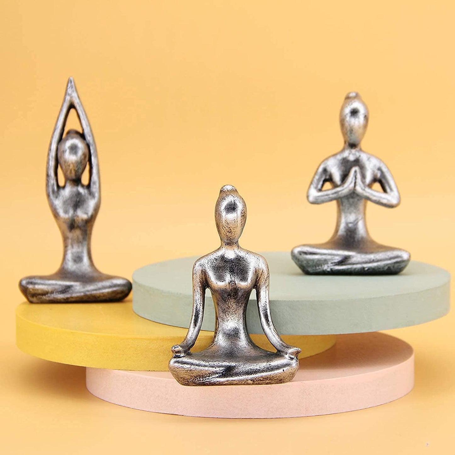 Yoga Meditation décor, Antique Silver Color