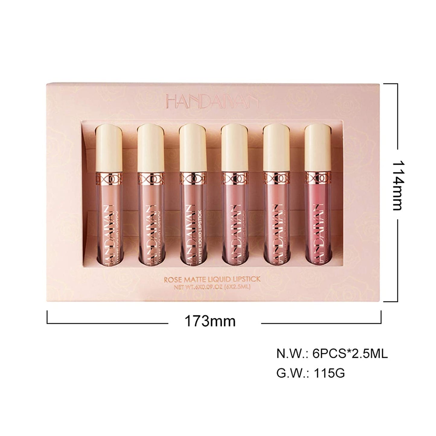 Set of 6 matte liquid lipsticks, long lasting