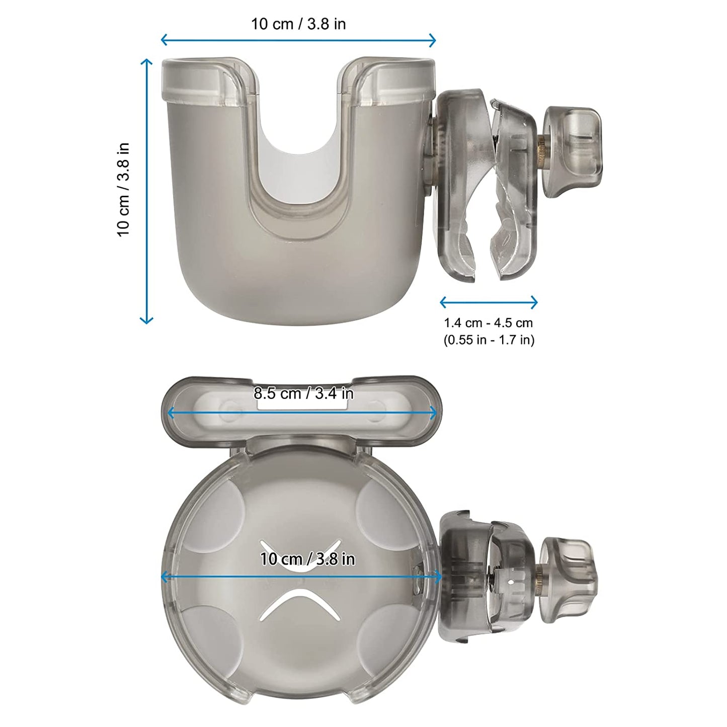 Motorcycle cup holder with phone holder/organizer, Transparent