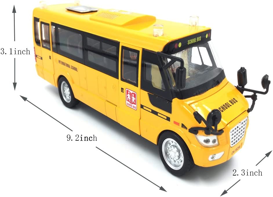 Removable 9" metal school bus with lights and sounds (Scale 1:32)