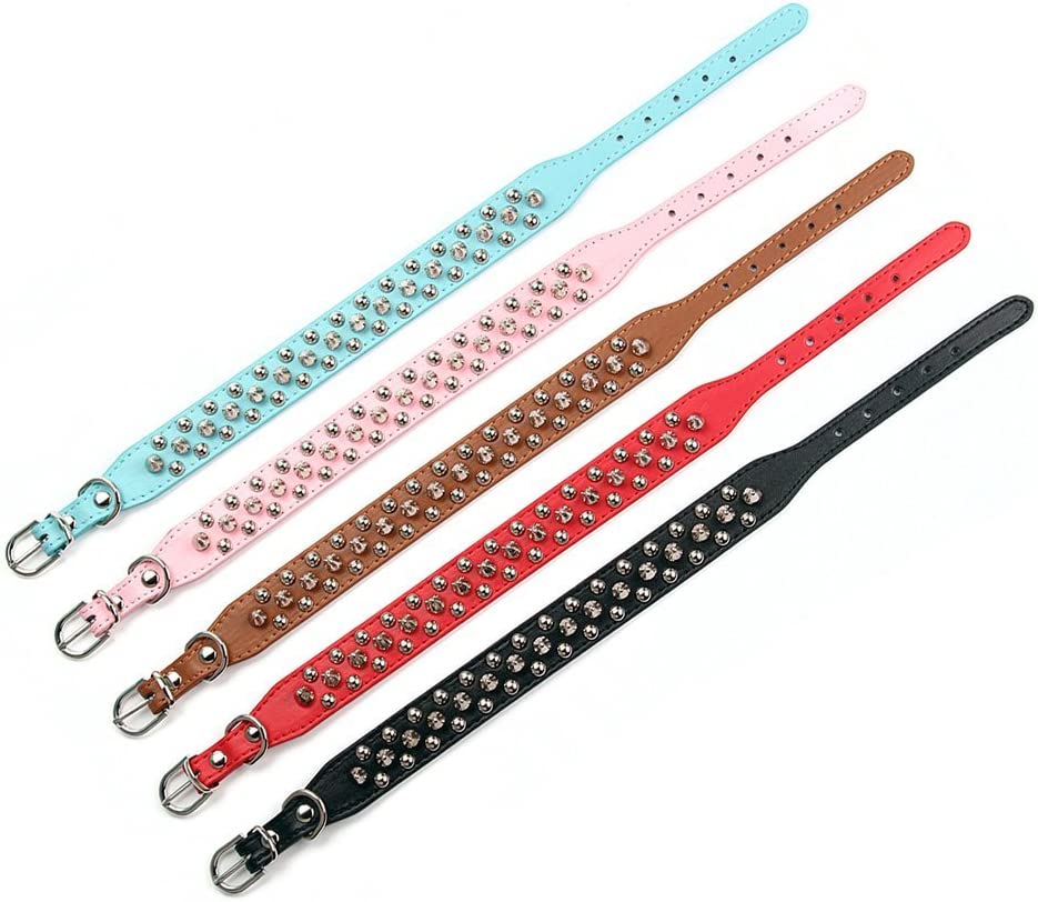 Leather Pet Collars with Studs and Rivets