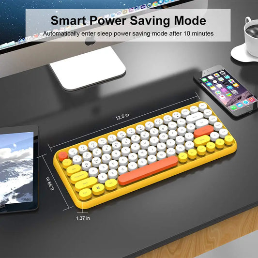 84-Key Compact Bluetooth Wireless Typewriter Keyboard (Yellow)