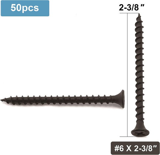#6 x 2-3/8 Wood Screw, 50pcs, Stainless Steel Flat Head (Black)