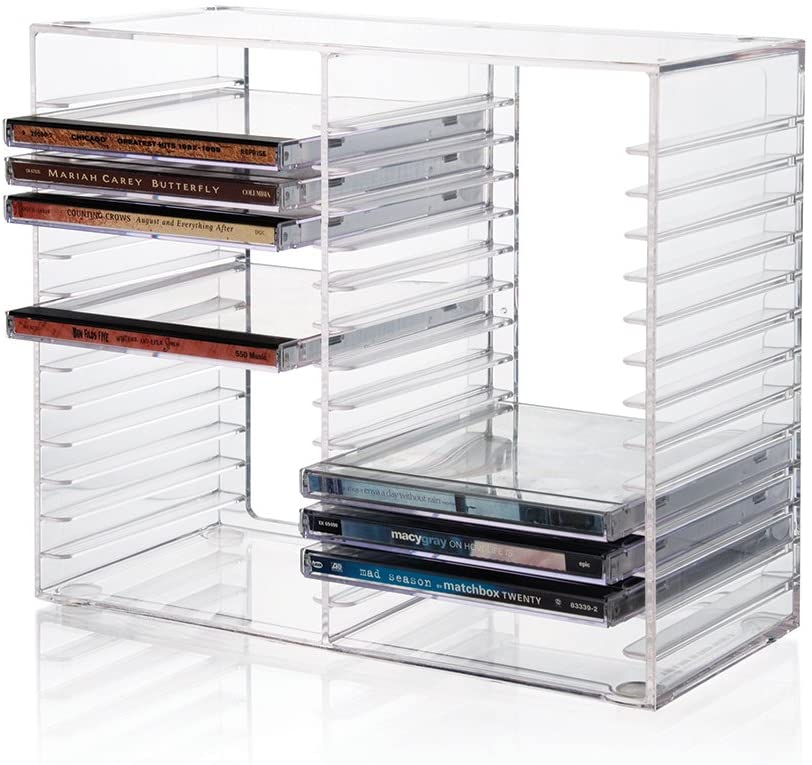 Clear plastic cd holder, holds 30 standard CD cases