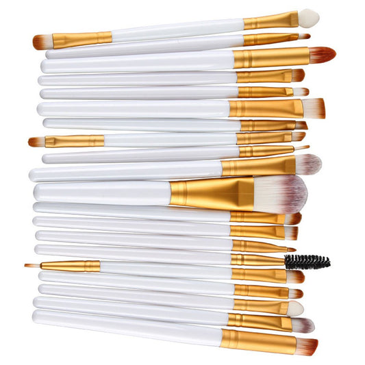 20 Pack Powder Makeup Brushes with Sponge, (Golden-White)