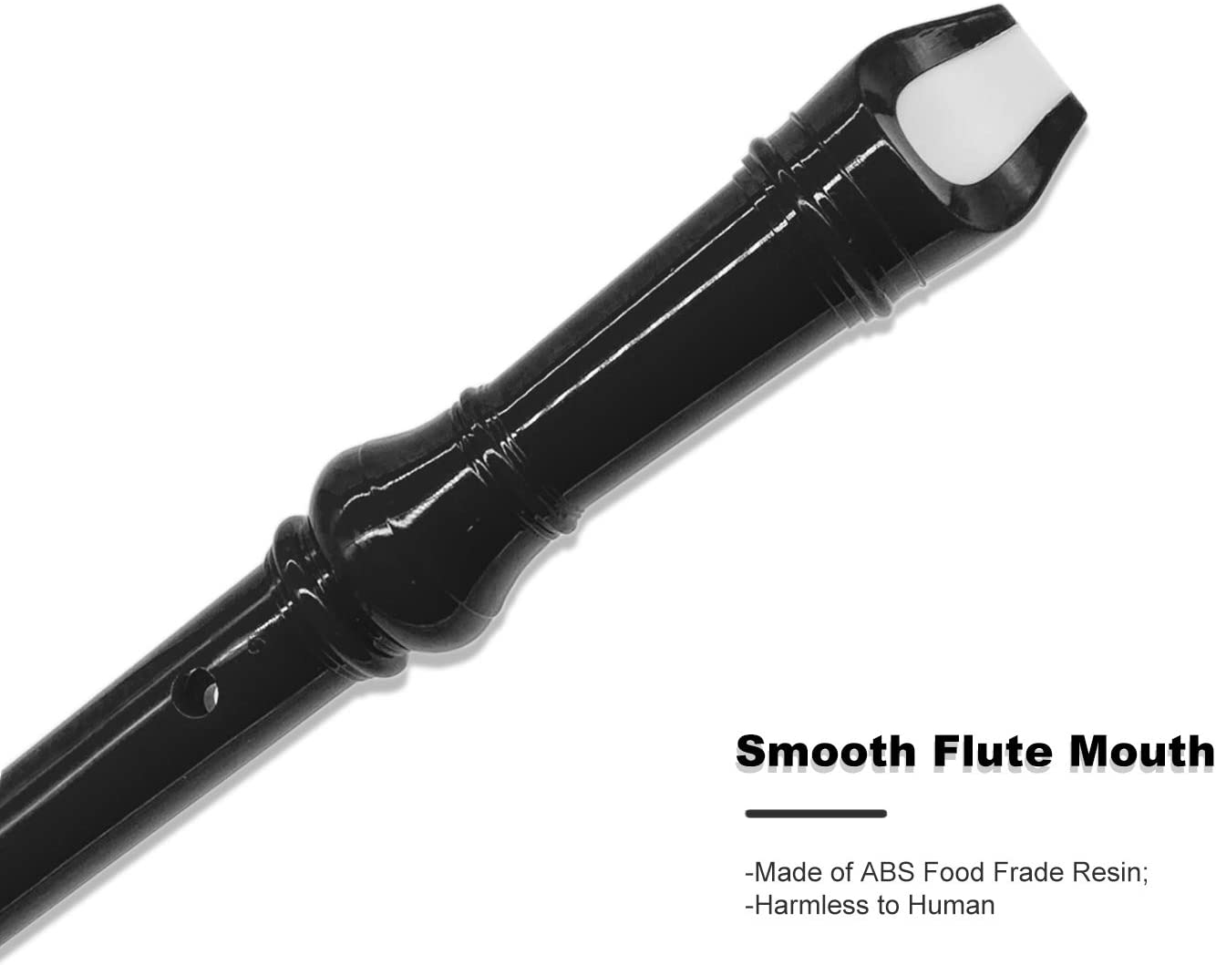 Children's music flute of 8 holes with cleaning bar, color: black