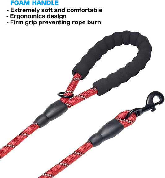 2 Pack 5ft Heavy Duty Dog Leash (Color: Black+Red)