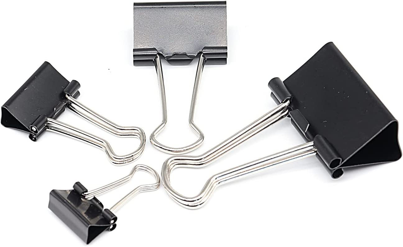 Black binder clips various sizes, Piece 100