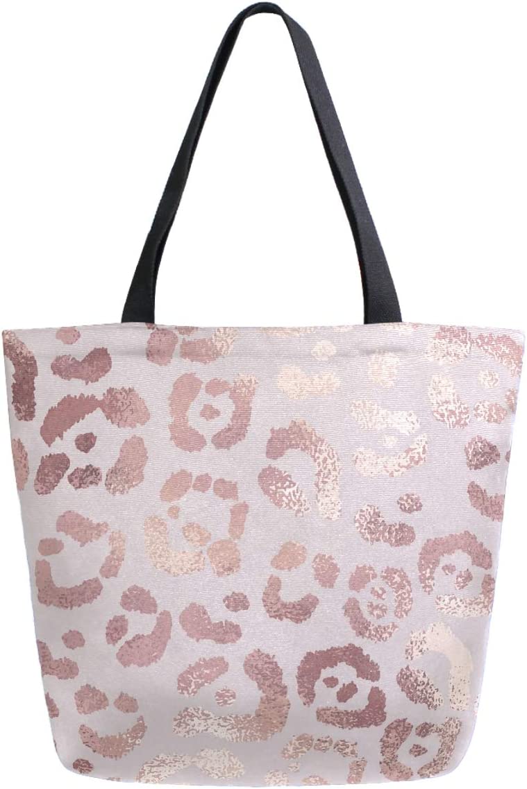 X-Large Reusable Canvas Tote Bag (Color: Rose Gold Print)