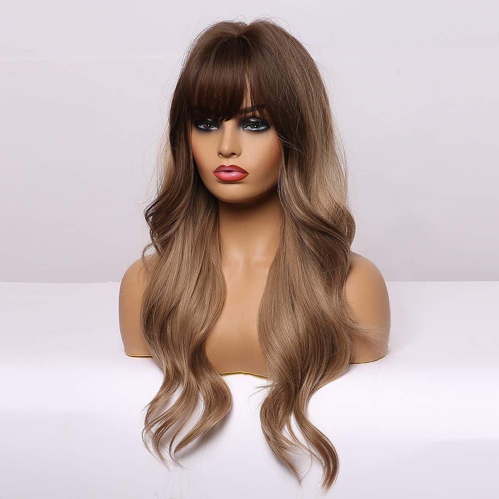 Wig with Bangs (Dark Ash Blonde Ombre)