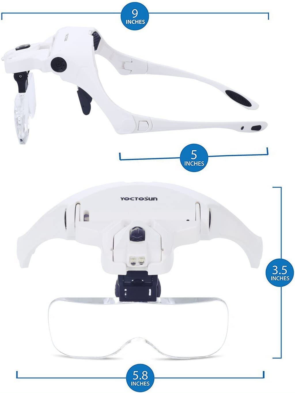 Head Mount Magnifier with 2-Light Stand, (Color: White)