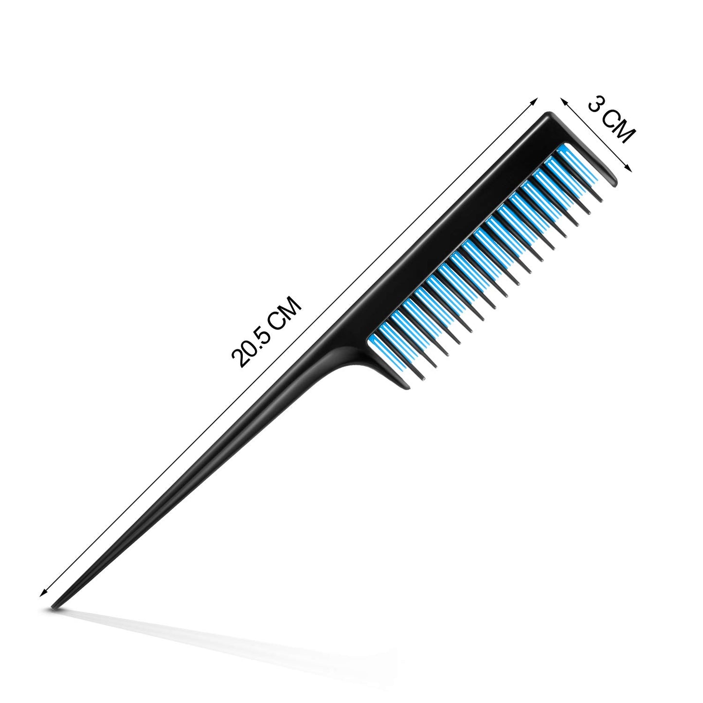 3-piece triple comb rat tail comb (black and blue)