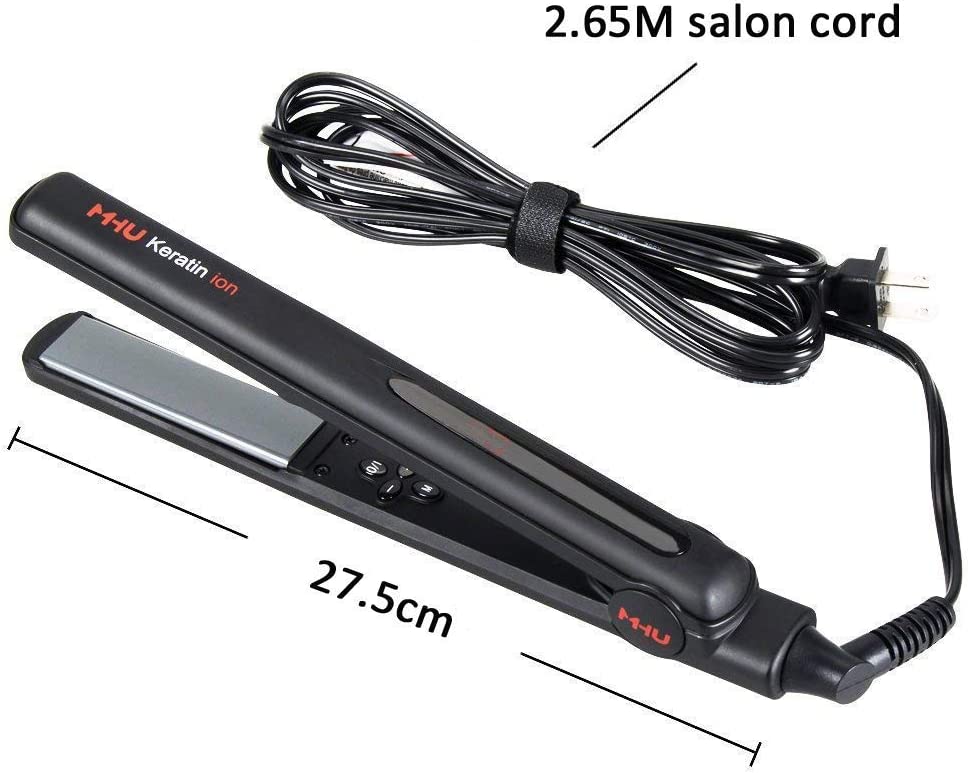 1-Inch Tourmaline Keratin Ceramic Hair Straightener, Black