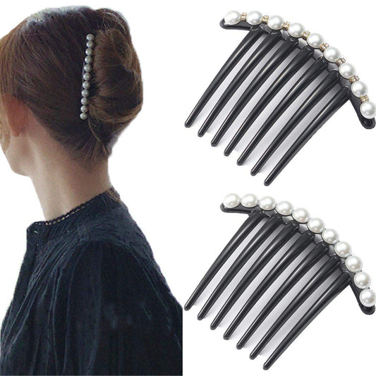 2-Pack Side Hair Combs with Pearls