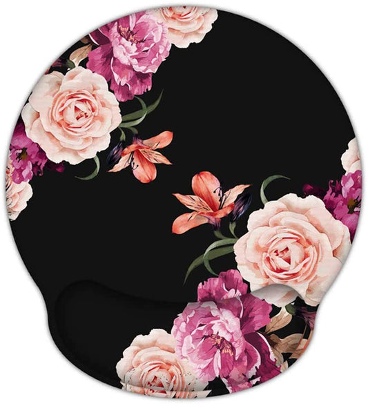 Mouse Pad with Gel Wrist Rest Support (Adorable Peony Flower)