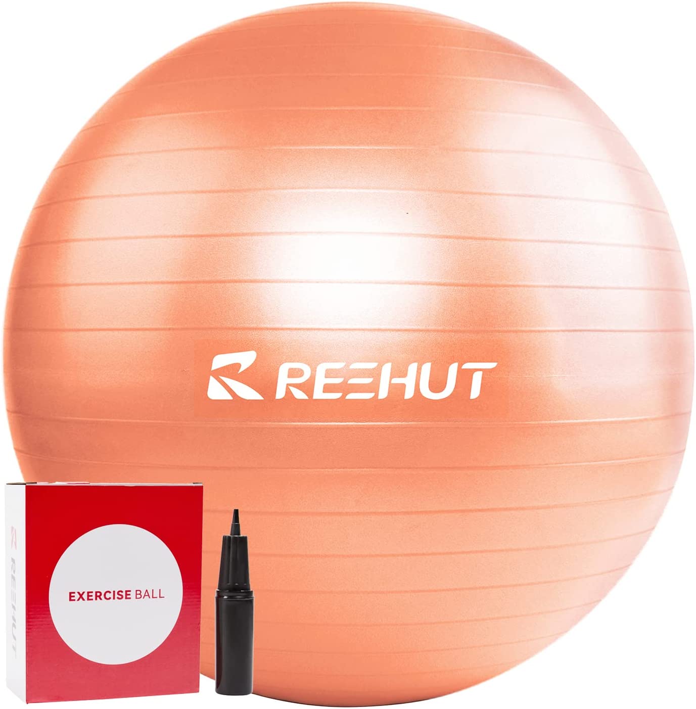 Exercise ball (55 cm, 65 cm, 75 cm) for fitness, coral