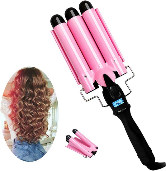 3 Barrel Hair Curler with LCD Temperature Displa