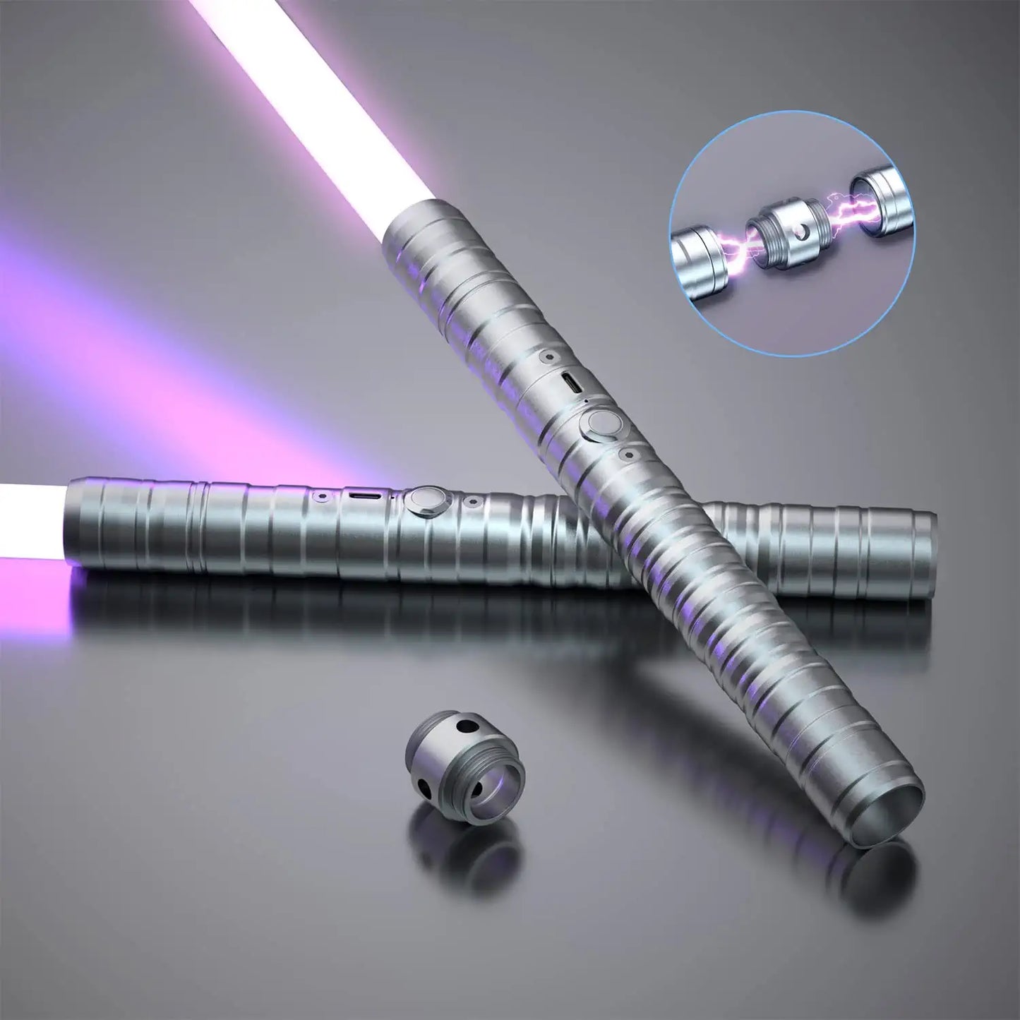 Toy Lightsaber with 7 colors interchangeable metal hilt, Silver