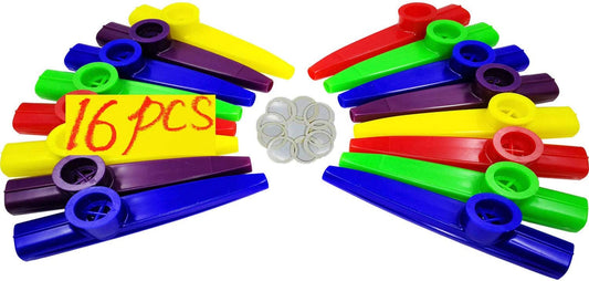 16 Plastic Kazoos with 20 Flute Diaphragms