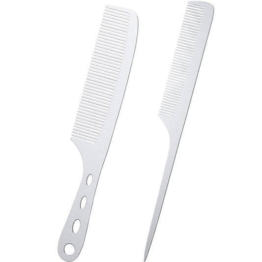 2 piece stainless steel metal combs ( Hair Comb with Hole)