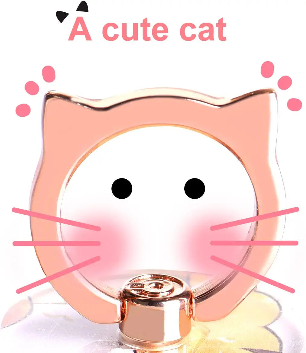 Phone Ring Holder (Style: Cat), Silver and Rose Gold