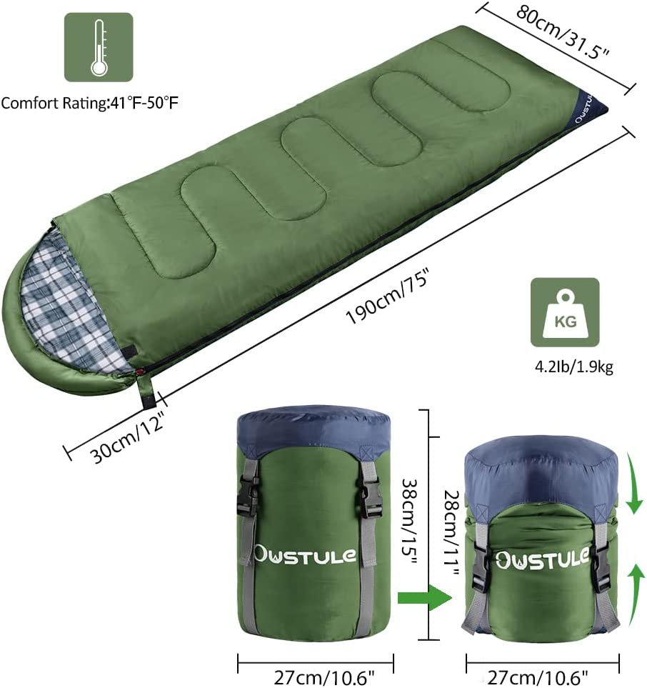 3 Season Compact Waterproof Sleeping Bag, (green)