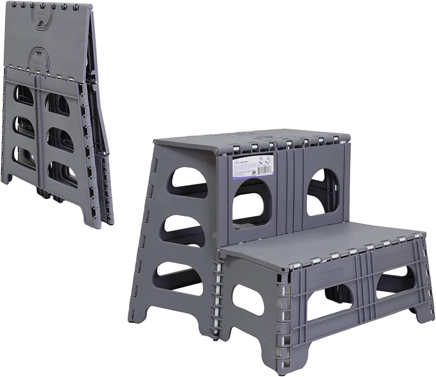 2-Step Folding Stool for Kitchen, gray