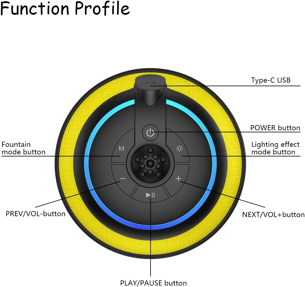 waterproof bluetooth speaker, Yellow