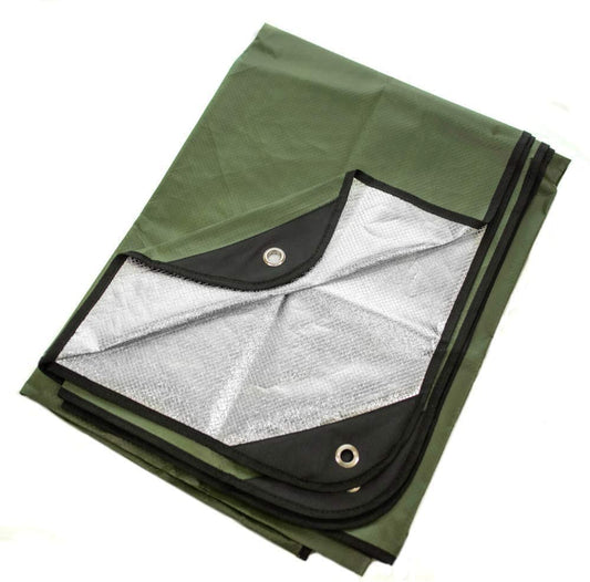 Thermal Survival Blanket, Reflective, 60" x 82" (Olive Green)