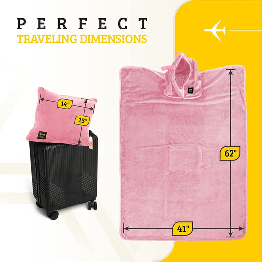 2-in-1 Airplane Travel Accessories (Light Pink, 62x41'')