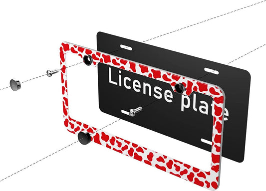 Cow Print License Plate Frame, pack 2