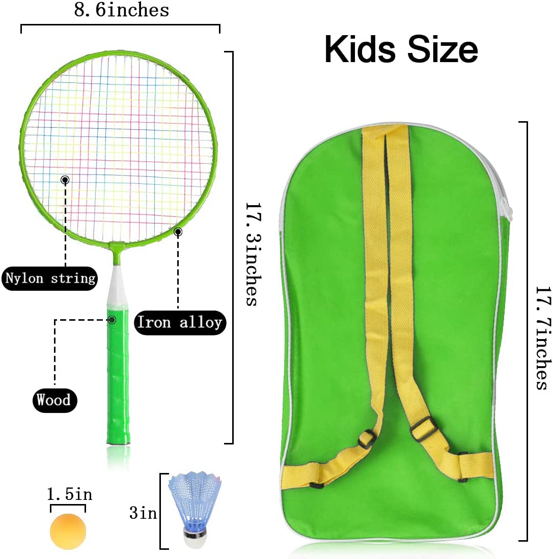 1 Set of badminton rackets with lightweight carry bag for kids