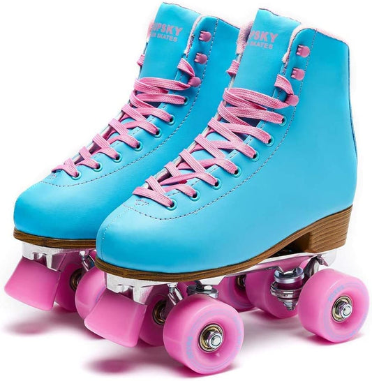 Retro 4-wheel roller skates size #8, (color: blue)