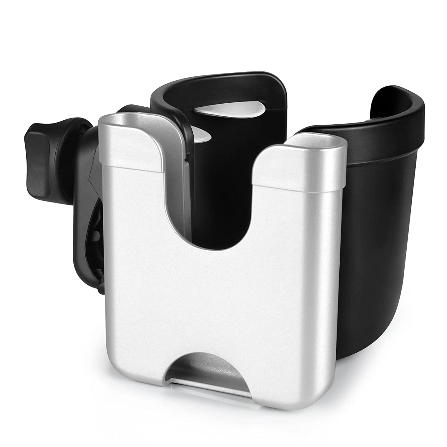 Motorcycle cup holder with phone holder/organizer, silver