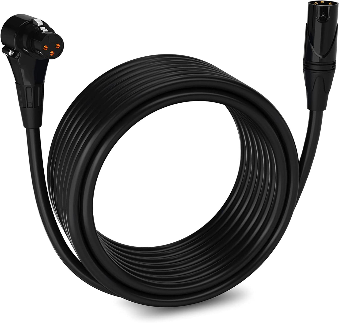 30ft Microphone Cable, XLR to XLR Angled Female, Color: Black