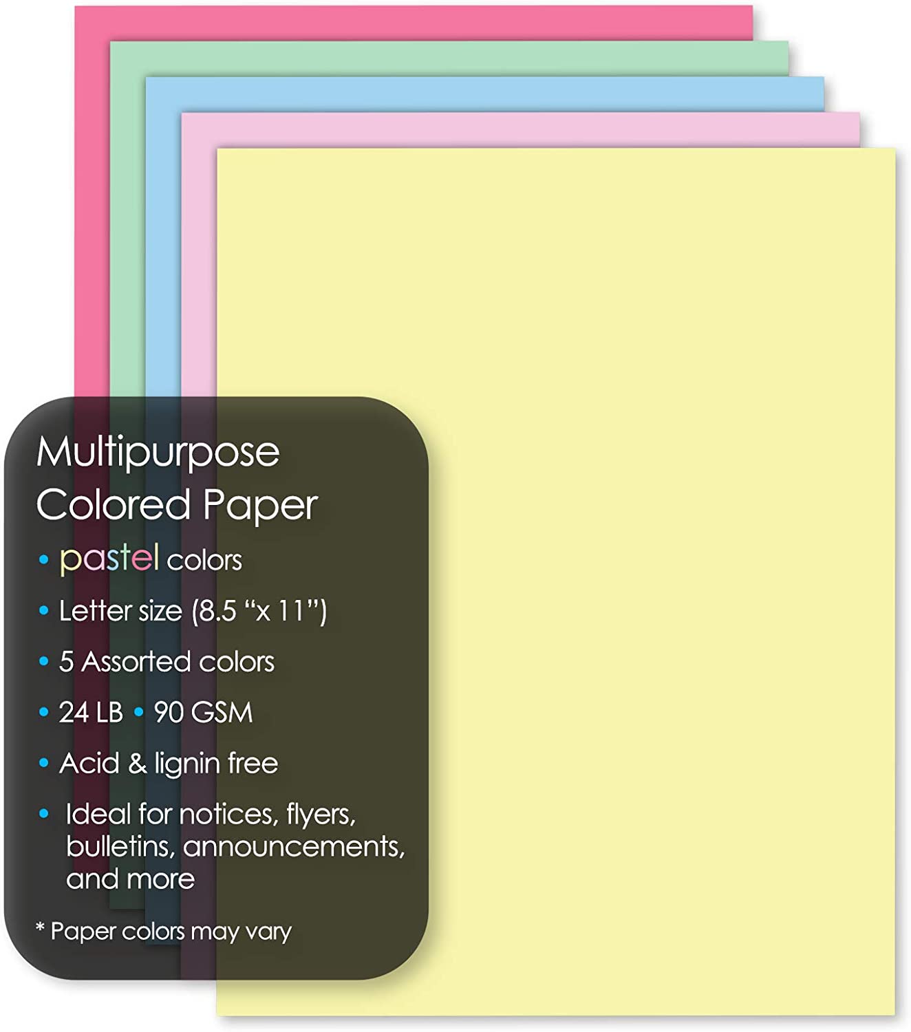 Multipurpose Pastel Copy Paper, 8.5 x 11 Inches, 100 Sheets