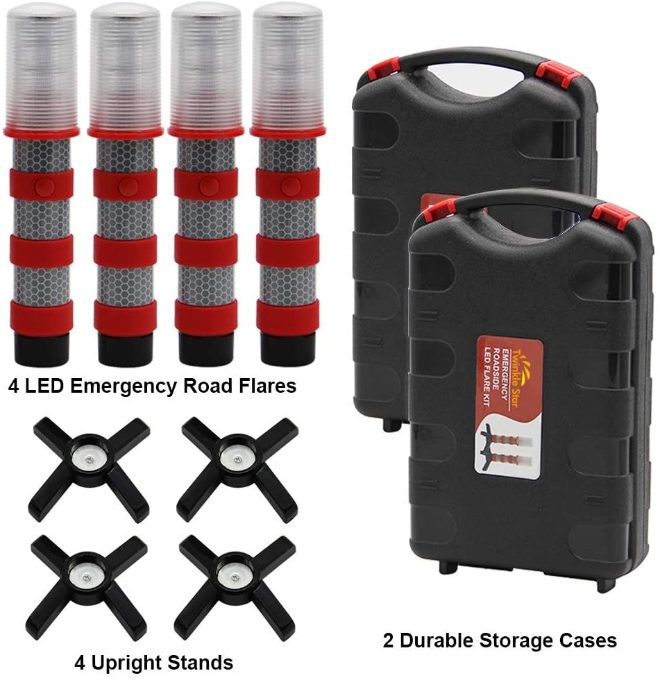 LED emergency strobe flares kit, red (set of 4)