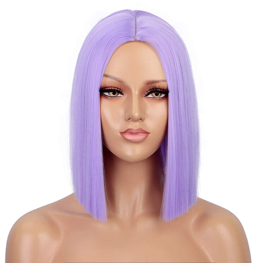 12 Inch Bob Style Straight Cut Wig (Purple)