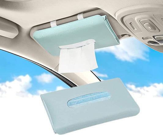 Car tissue holder, leatherette (Blue)