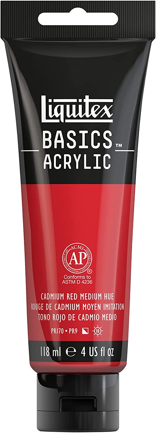 Acrylic Paint, 4oz Tube, Cadmium Red Medium Hue