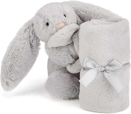 Shy Gray Bunny Baby Plush Security Blanket