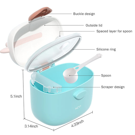 Portable Baby Formula Dispenser with Scoop and Level (Green)