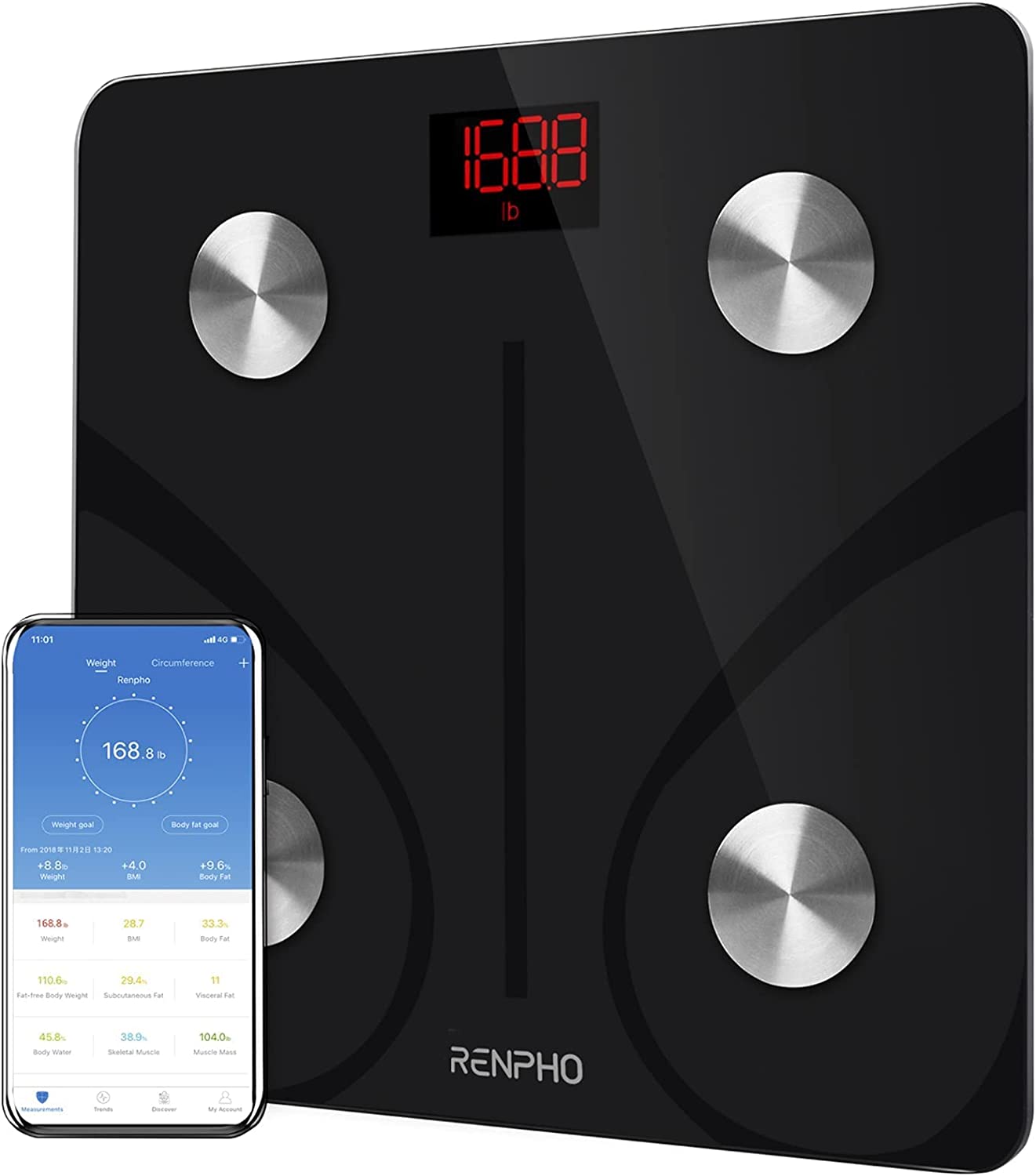 Wireless Smart BMI Scale, (Black)