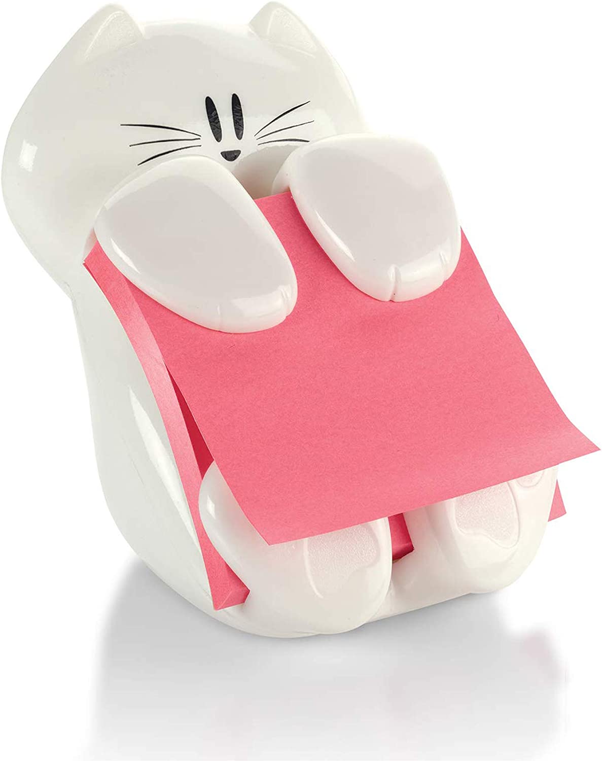 Note dispenser, cat design, 3x3 inch, color: white